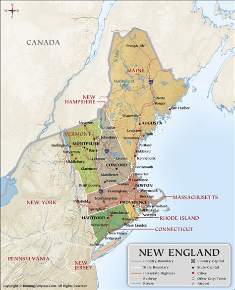 New England Map Usa New England States Map