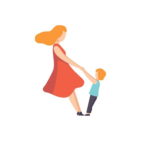 Premium Vector Mother Holding Her Son By Hands Mom Playing With Her