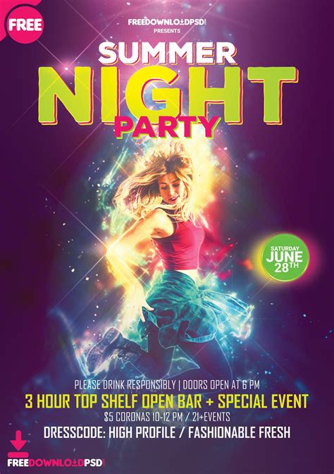 Summer Night Party Flyer Template Psd Psdflyer