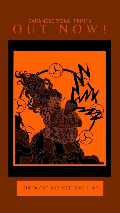 Japanese Yokai Art Prints In Black And Orange By Latishataylorart Now