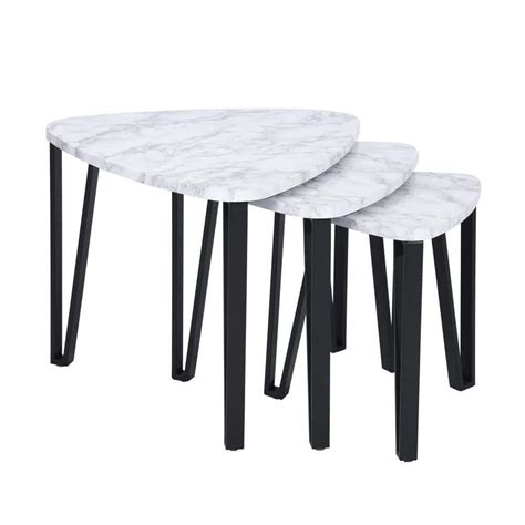 furniturer 3 piece white coffee tables modern nesting triangle end table for living room balcony