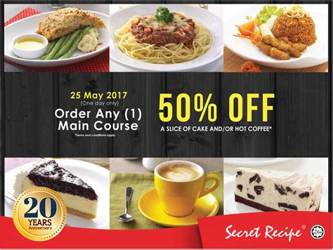 But when everyone is pressed for time. Secret Recipe Order Main Course to Enjoy 50% OFF Cake ...