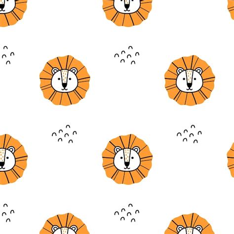 Premium Vector Childish Seamless Pattern With Lion Doodle Style