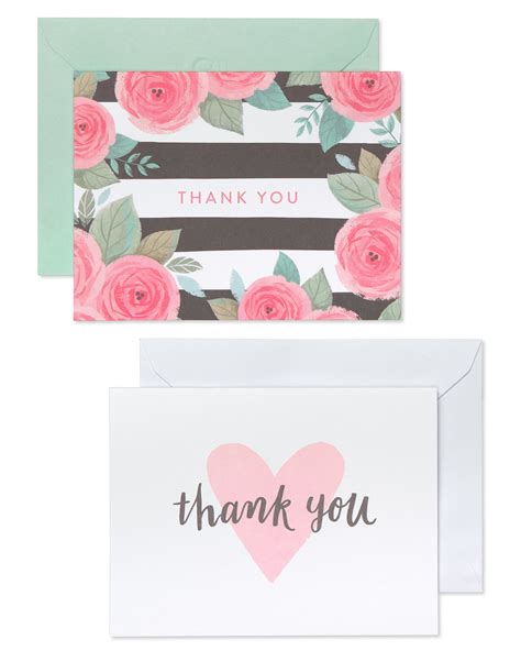 American Greetings Heart And Floral Thank You Cards 50 Count