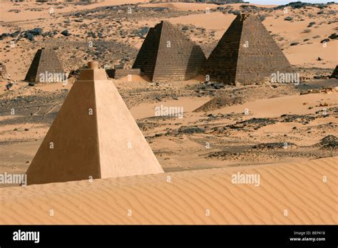Pyramids Of Meroe Begarawiyah In The Desert Of Sudan North Africa