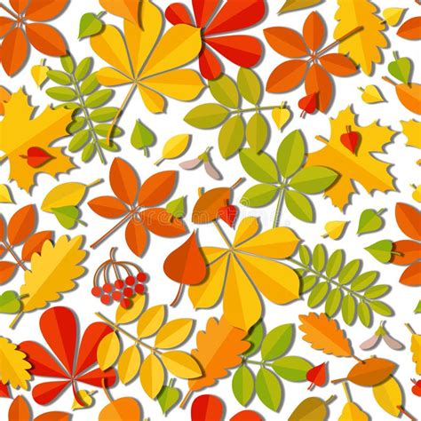 Seamless Pattern Autumn Falling Leaf Isolated On White Background