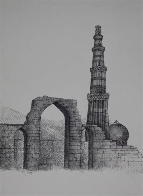 Qutub Minar 1 Drawing By Syed Akheel Saatchi Art