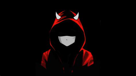 Download 1366x768 Wallpaper Devil Boy In Mask Red Hoodie