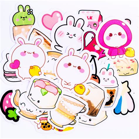 30 Stickers Pack Pink Kawaii Stickers Cute Sticker Set Etsy