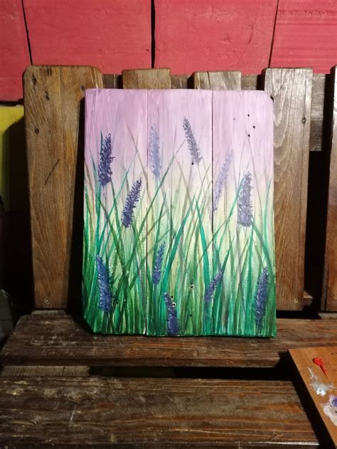 Wood Pallet Painting Lavender Acrylic Painting On Wood Etsy