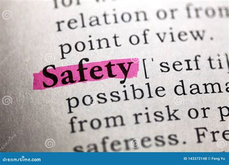 Definition Of The Word Safety Stock Photo Image Of Safety Page