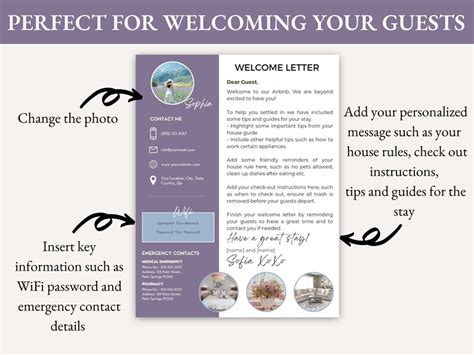 Airbnb And Vrbo Welcome Letter Template Editable Canva Welcome Etsy