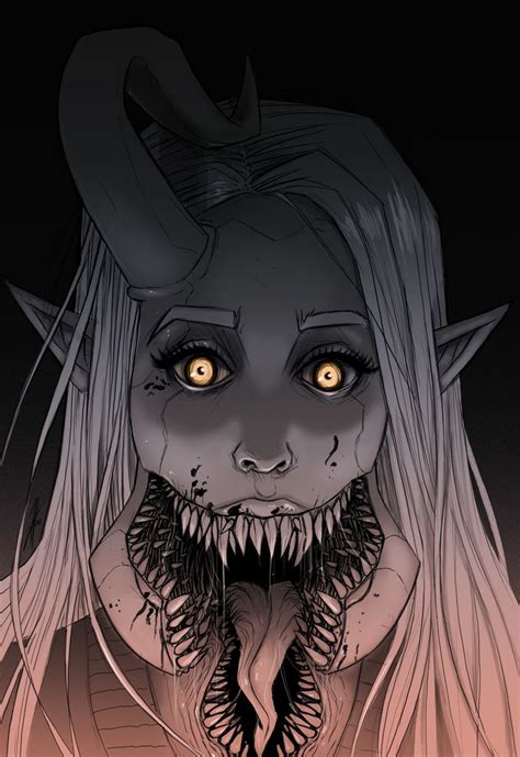 Artstation Demon Girl Sketch Nyctoinc Illustrations Scary Art Dark Fantasy Art Scary