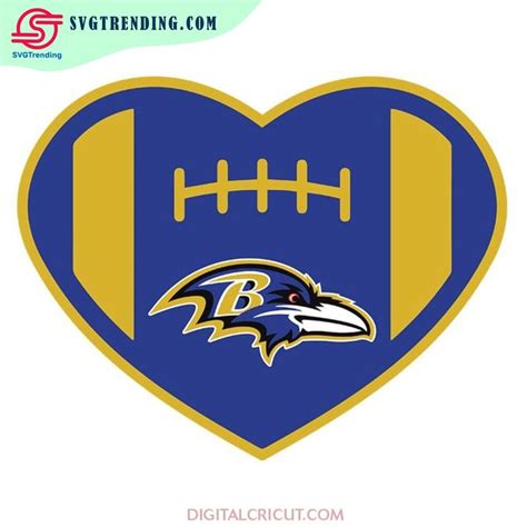 The Baltimore Ravens Football Heart Shaped Decal Is Shown In Blue And