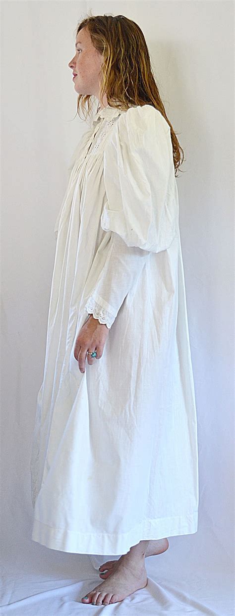 Antique Victorian Long Full White Cotton Nightgown With Etsy