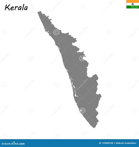 Detailed Map Of Kerala Vector Illustration 9337210