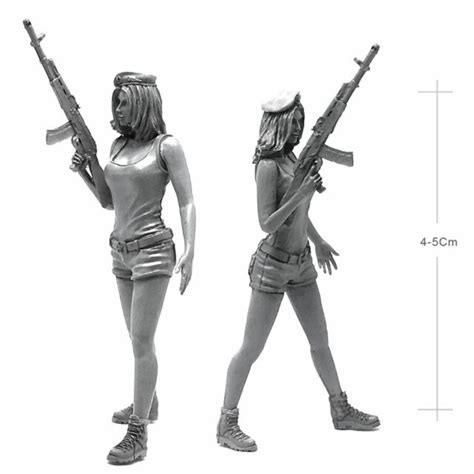 Unpainted 135 Beauty Soldier Girl Resin Figure Model Kit Unassembled