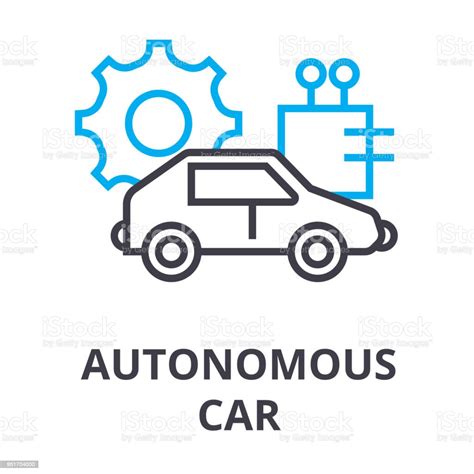 Autonomous Car Thin Line Icon Sign Symbol Illustation Linear Concept