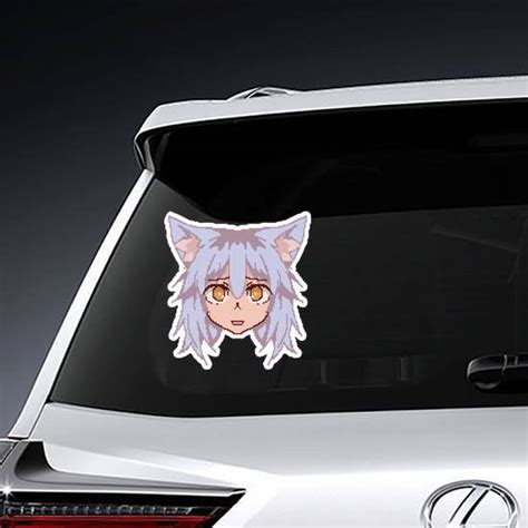 Pixel Art Anime Kawaii Cat Girl Face Sticker