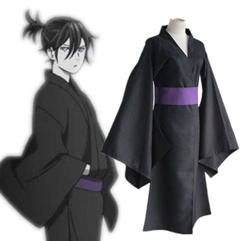 Anime Noragami Yato Cosplay Costume Full Set Black Kimono Yukata