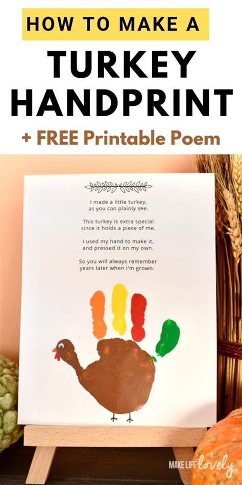 Handprint Turkey Poem Printable