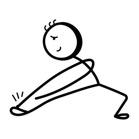 Stick Figure Stretching One Leg Up Hand Drawn Icon Of Gymnastics 7544206 Vector Art At Vecteezy