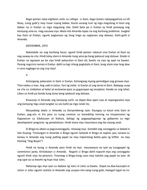 Buod Ng Nobelang Dekada 70 Final Pdf