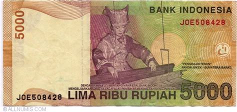 5000 Rupiah 2011 2001 2016 Issue 5000 Rupiah Indonesia Banknote