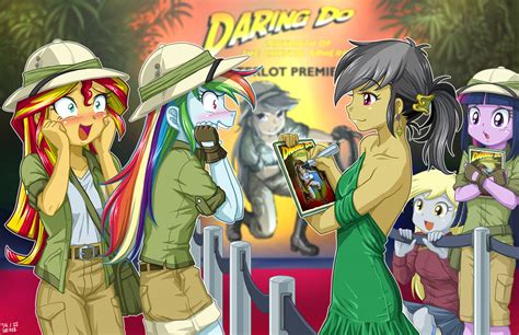 533025 Safe Artist Uotapo A K Yearling Daring Do Derpy Hooves Rainbow Dash Sunset