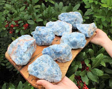 Jumbo Rough Blue Calcite Natural Crystals Choose Size Aaa Grade