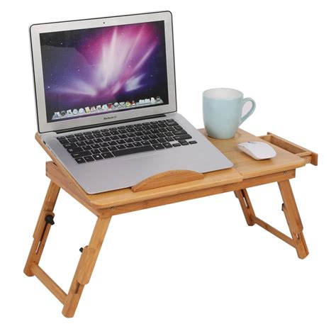 Adjustable Computer Desk Portable Bamboo Laptop Folding Table Foldable