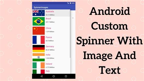 Android Custom Spinner With Image And Text Demo Youtube