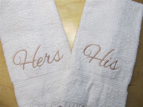 His And Hers Embroidered Hand Towels Set Of Two Embroidered Hand