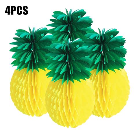 Buy 4pcs Paper Pineapple Honeycomb Centerpiece Table Decoration Tropical For