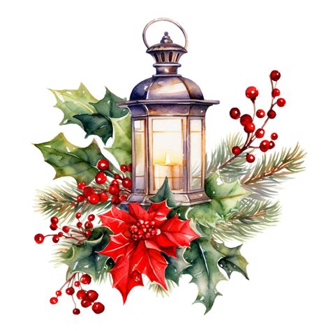 Christmas Lanterns With Floral Decorations Christmas Illustration