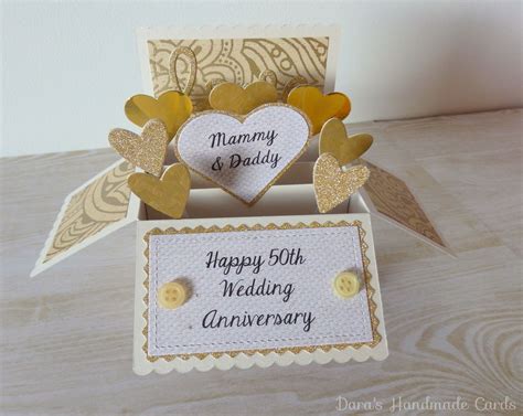 Handmade 50th Wedding Anniversary Gold Pop Up Box Card Etsy