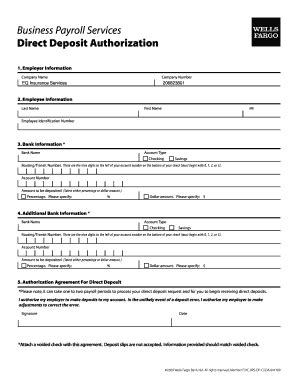 The way to take action! direct deposit form wells fargo - Edit Online, Fill Out & Download Business Forms in Word & PDF ...