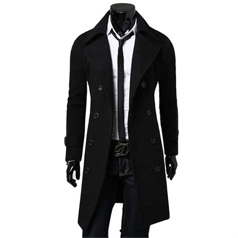 buy men s trench coat men classic double breasted trench coat masculino