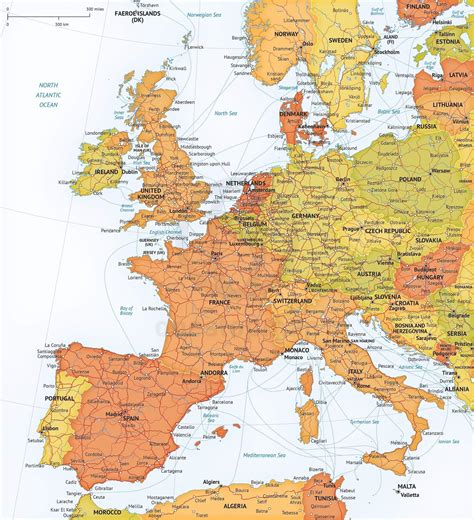 Map Of Western Europe With Cities Vector U S Map
