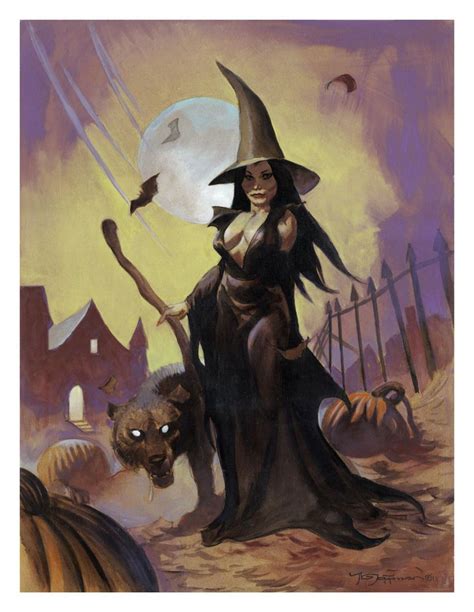 Unknown jungle girls #13 cover: Mike Hoffman Halloween Art Print ~THE WOLF WITCH ...