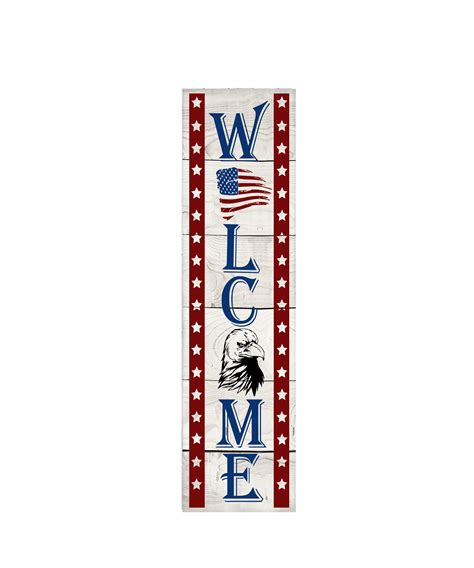 Usa Welcome Vertical Wood Print Sign Etsy