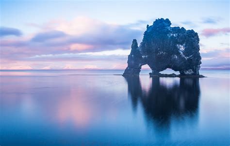 Wallpaper Sea The Sky Clouds Rock Reflection The Ocean Iceland