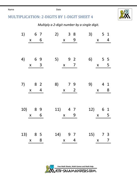 Multiplications Worksheets For Grade 3