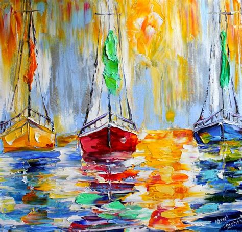 Karen Tarlton Original Oil Paintings Harbor Boats At
