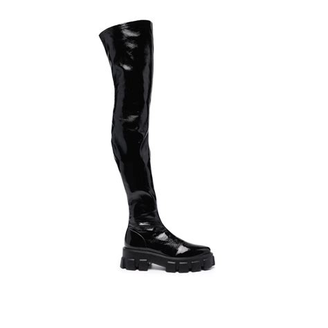prada thigh high boots in black modesens