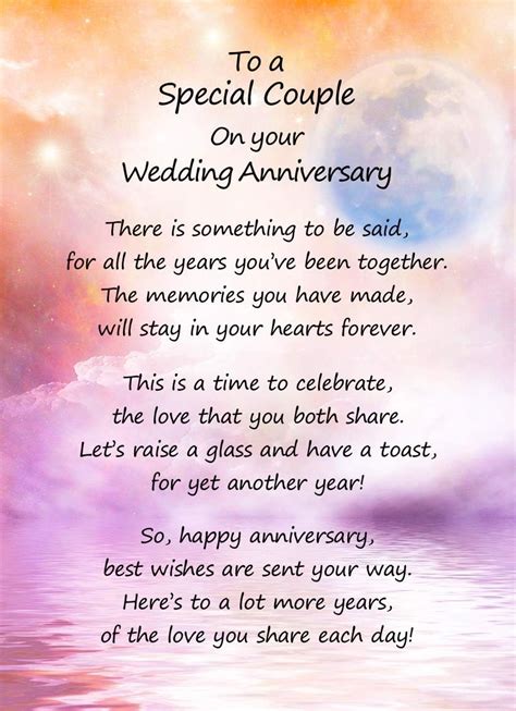 to a special couple wedding anniversary poem verse greeting card uk office products