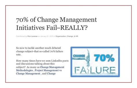 70 Of Change Management Initiatives Fail Really