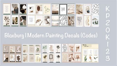 Bloxburg Modern Painting Decals Codes Youtube
