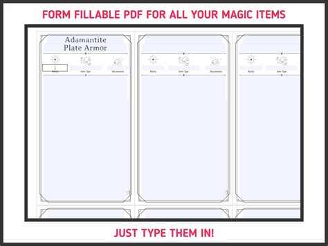 Magic Item Cards For Dnd 5e Form Fillable Pdfs Included Dungeons