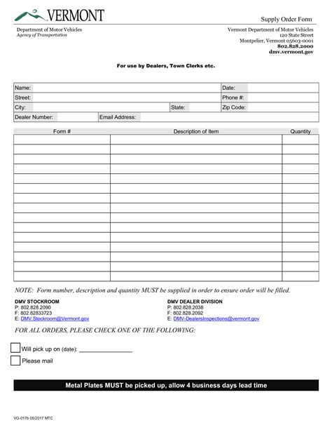 Free Supply Order Form Template Free Printable Templates